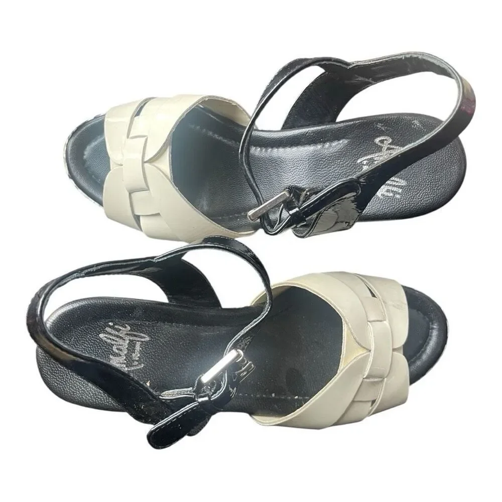 Amalfi by.Rangoni Monna Black &‎ White Chevron Wedge Heels Size 6